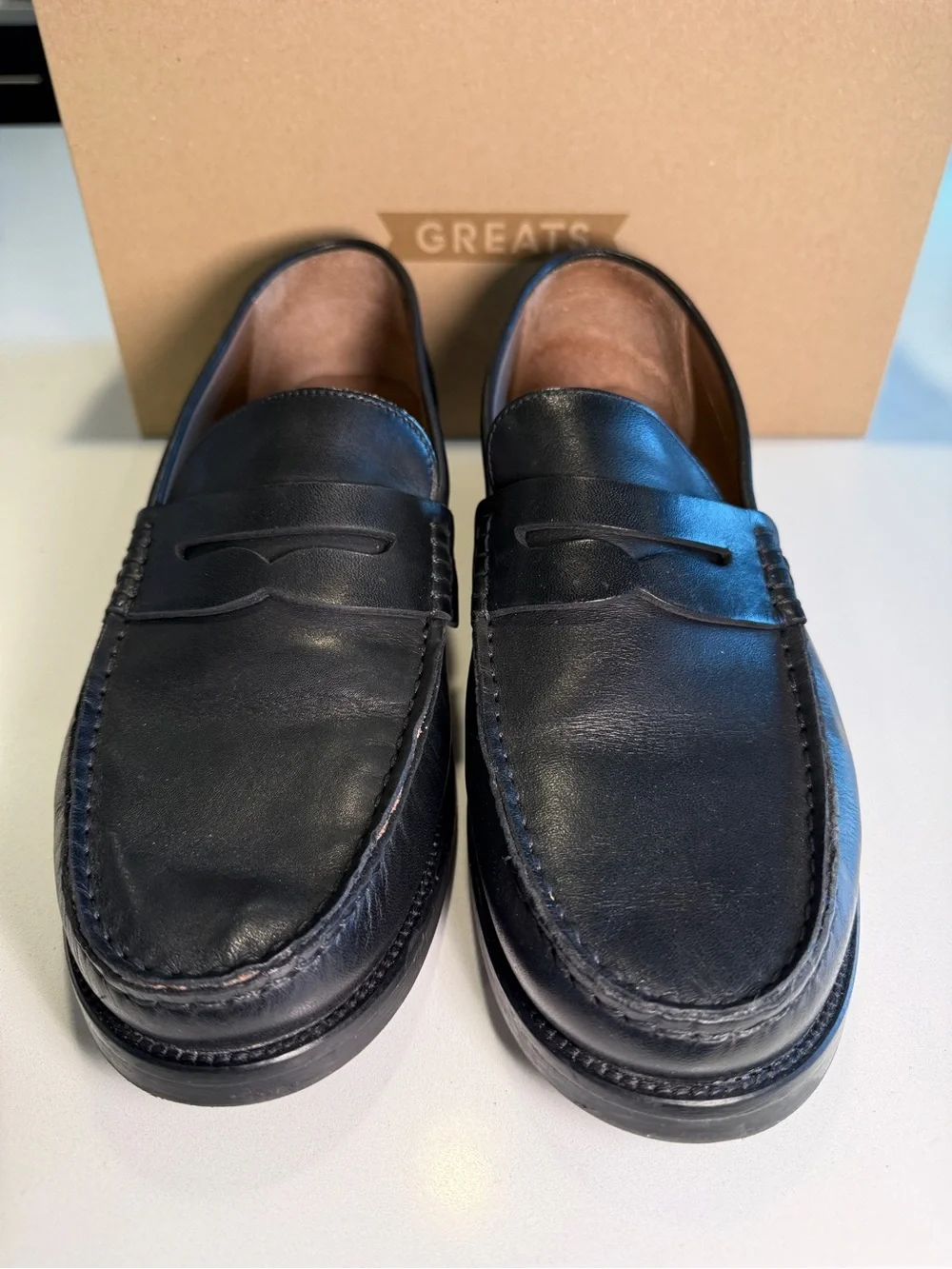 GREATS - Black Leather Penny Loafers in Men’s Size 12
